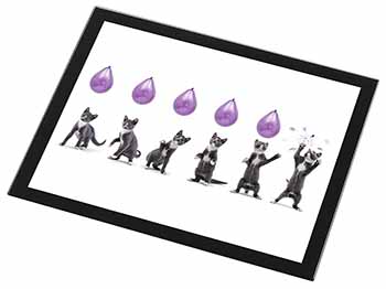 Kittens Bursting Balloons Black Rim High Quality Glass Placemat