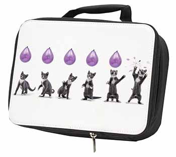 Kittens Bursting Balloons Black Insulated School Lunch Box/Picnic Bag