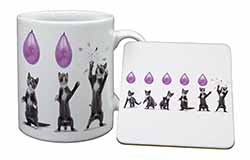 Kittens Bursting Balloons Mug and Coaster Set