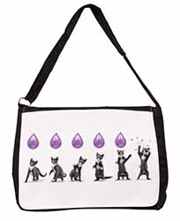 Kittens Bursting Balloons Large Black Laptop Shoulder Bag School/College