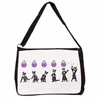 Kittens Bursting Balloons Large Black Laptop Shoulder Bag School/College