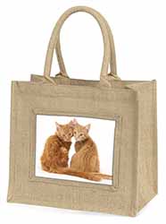 Ginger Kittens Natural/Beige Jute Large Shopping Bag