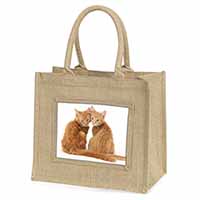 Ginger Kittens Natural/Beige Jute Large Shopping Bag