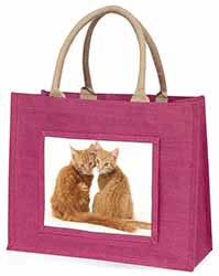 Ginger Kittens Large Pink Jute Shopping Bag