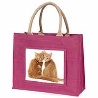 Ginger Kittens Large Pink Jute Shopping Bag