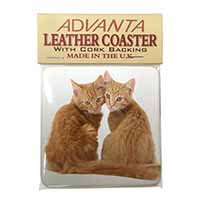 Ginger Kittens Single Leather Photo Coaster