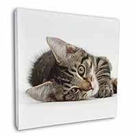 Adorable Tabby Kitten Square Canvas 12"x12" Wall Art Picture Print