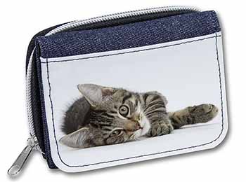 Adorable Tabby Kitten Unisex Denim Purse Wallet