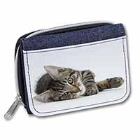 Adorable Tabby Kitten Unisex Denim Purse Wallet