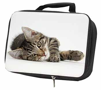 Adorable Tabby Kitten Black Insulated School Lunch Box/Picnic Bag