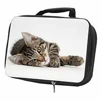 Adorable Tabby Kitten Black Insulated School Lunch Box/Picnic Bag