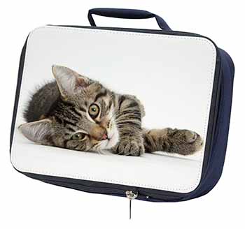 Adorable Tabby Kitten Navy Insulated School Lunch Box/Picnic Bag