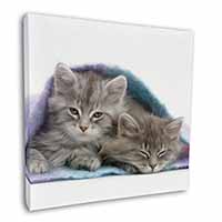 Kittens Under Blanket Square Canvas 12"x12" Wall Art Picture Print