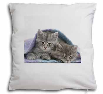 Kittens Under Blanket Soft White Velvet Feel Scatter Cushion