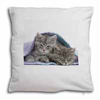 Kittens Under Blanket Soft White Velvet Feel Scatter Cushion