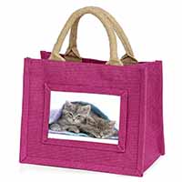 Kittens Under Blanket Little Girls Small Pink Jute Shopping Bag