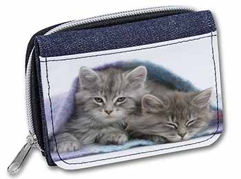 Kittens Under Blanket Unisex Denim Purse Wallet