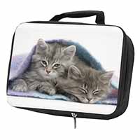Kittens Under Blanket Black Insulated School Lunch Box/Picnic Bag