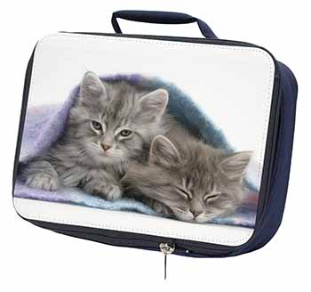Kittens Under Blanket Navy Insulated School Lunch Box/Picnic Bag