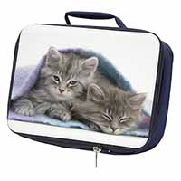 Kittens Under Blanket Navy Insulated School Lunch Box/Picnic Bag