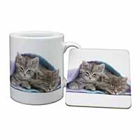 Kittens Under Blanket Mug and Coaster Set