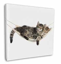 Kittens in Hammock Square Canvas 12"x12" Wall Art Picture Print