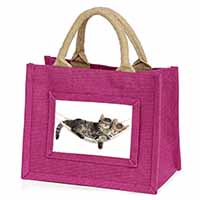 Kittens in Hammock Little Girls Small Pink Jute Shopping Bag