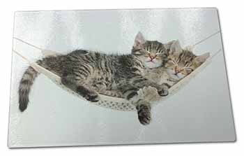 Large Glass Cutting Chopping Board Kittens in Hammock
