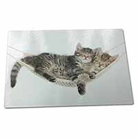 Large Glass Cutting Chopping Board Kittens in Hammock