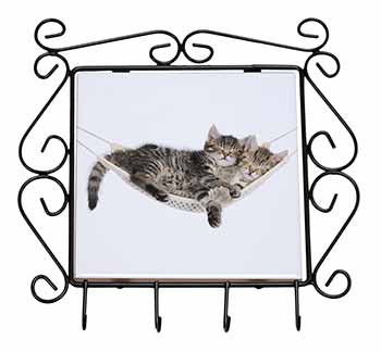 Kittens in Hammock Wrought Iron Key Holder Hooks