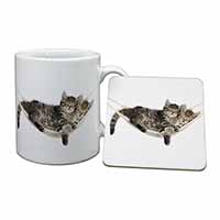 Kittens in Hammock Mug and Coaster Set