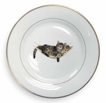 Kittens in Hammock Gold Rim Plate Printed Full Colour in Gift Box
