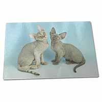 Large Glass Cutting Chopping Board Devon Rex Cats