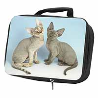 Devon Rex Cats Black Insulated School Lunch Box/Picnic Bag