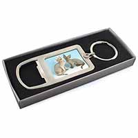 Devon Rex Cats Chrome Metal Bottle Opener Keyring in Box