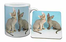 Devon Rex Cats Mug and Coaster Set