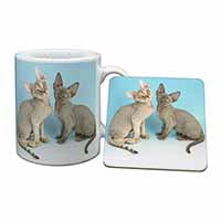 Devon Rex Cats Mug and Coaster Set