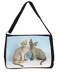 Devon Rex Cats Large Black Laptop Shoulder Bag School/College