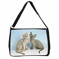 Devon Rex Cats Large Black Laptop Shoulder Bag School/College