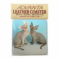 Devon Rex Cats Single Leather Photo Coaster