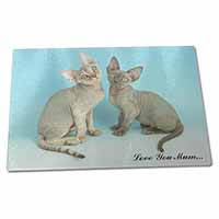 Large Glass Cutting Chopping Board Devon Rex Cats 