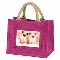 Birman Cat Kittens Little Girls Small Pink Jute Shopping Bag