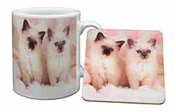 Birman Cat Kittens Mug and Coaster Set