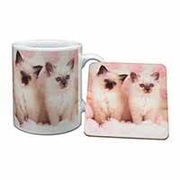 Birman Cat Kittens Mug and Coaster Set
