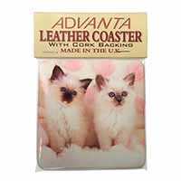 Birman Cat Kittens Single Leather Photo Coaster