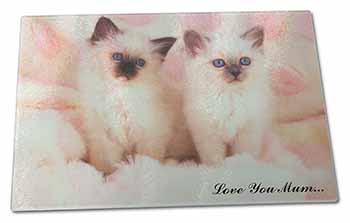 Large Glass Cutting Chopping Board Birman Kittens Cat 