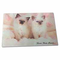 Large Glass Cutting Chopping Board Birman Kittens Cat 