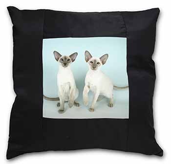 Siamese Cats Black Satin Feel Scatter Cushion