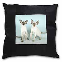 Siamese Cats Black Satin Feel Scatter Cushion