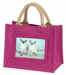 Siamese Cats Little Girls Small Pink Jute Shopping Bag